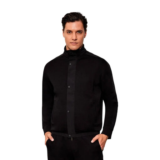 Armani Exchange Sweat-shirt à col roulé noir pour homme en mélange de coton, au design moderne et épuré et aux boutons discrets.