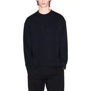 Armani Exchange Sweat-shirt noir en coton pour homme, col rond et logo discret en relief sur la poitrine