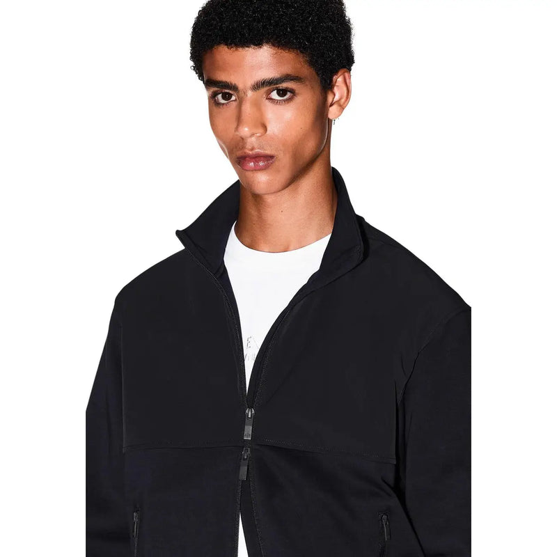 Armani Exchange Schwarzes Herren-Sweatshirt aus Baumwolle mit Reißverschluss vorne und dezenten Ziernähten in einem eleganten, modernen Design