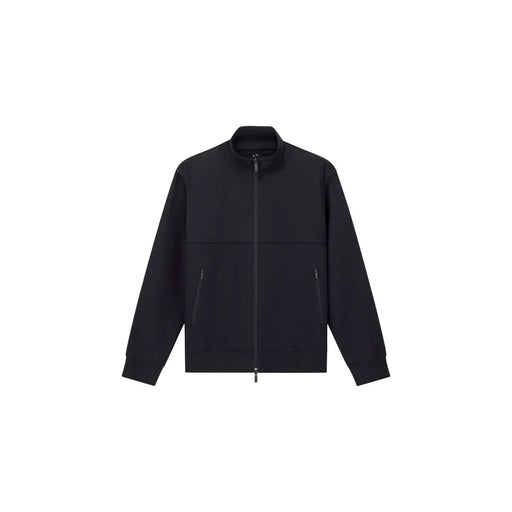 Armani Exchange men black cotton zip-up sweatshirt with sleek minimalist design and two side pockets