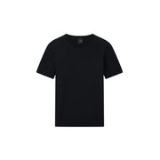 Armani Exchange men black cotton t shirt with short sleeves, subtle chest pocket, and minimalist branding tag