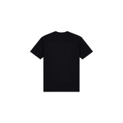 Armani Exchange men black cotton t shirt with short sleeves and subtle repeating pattern across the fabric