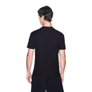 Armani Exchange men black cotton t shirt with subtle ribbed texture and short sleeves