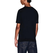Armani Exchange men black cotton short-sleeved crew neck t shirt front side view