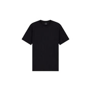 Armani Exchange men black cotton t shirt with short sleeves crew neck minimalist design and subtle brand tag at neckline