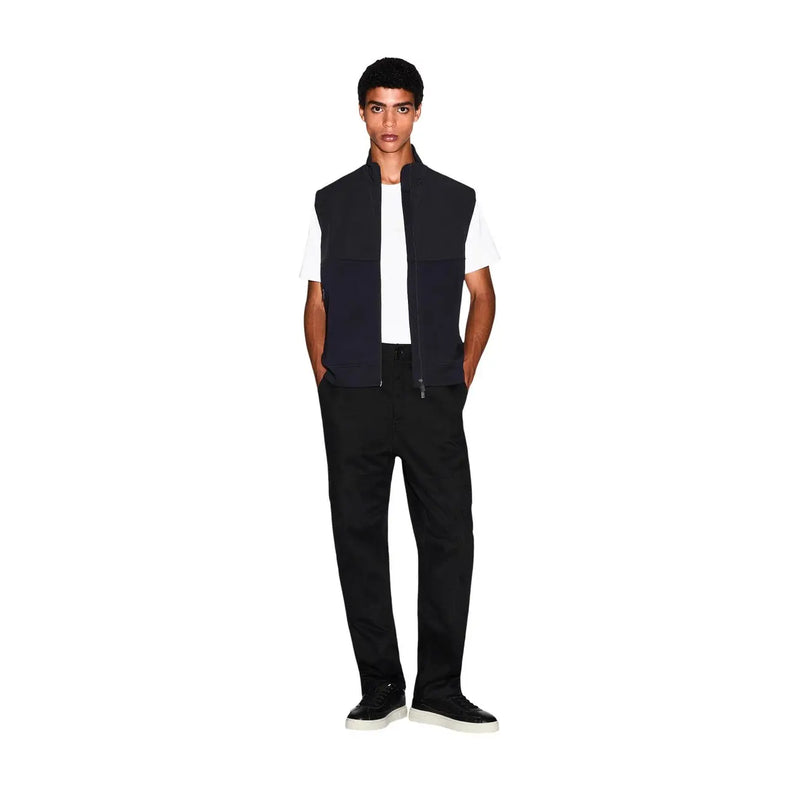 Armani Exchange Schwarzes Herren-Sweatshirt aus Baumwolle mit Reißverschluss, elegantem, modernem Westendesign und dezenten Kontrastnähten