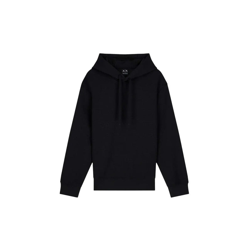 Armani Exchange Schwarzer Herren-Hoodie aus Polyester mit minimalistischem Design und gerippten Bündchen für den Freizeitbereich