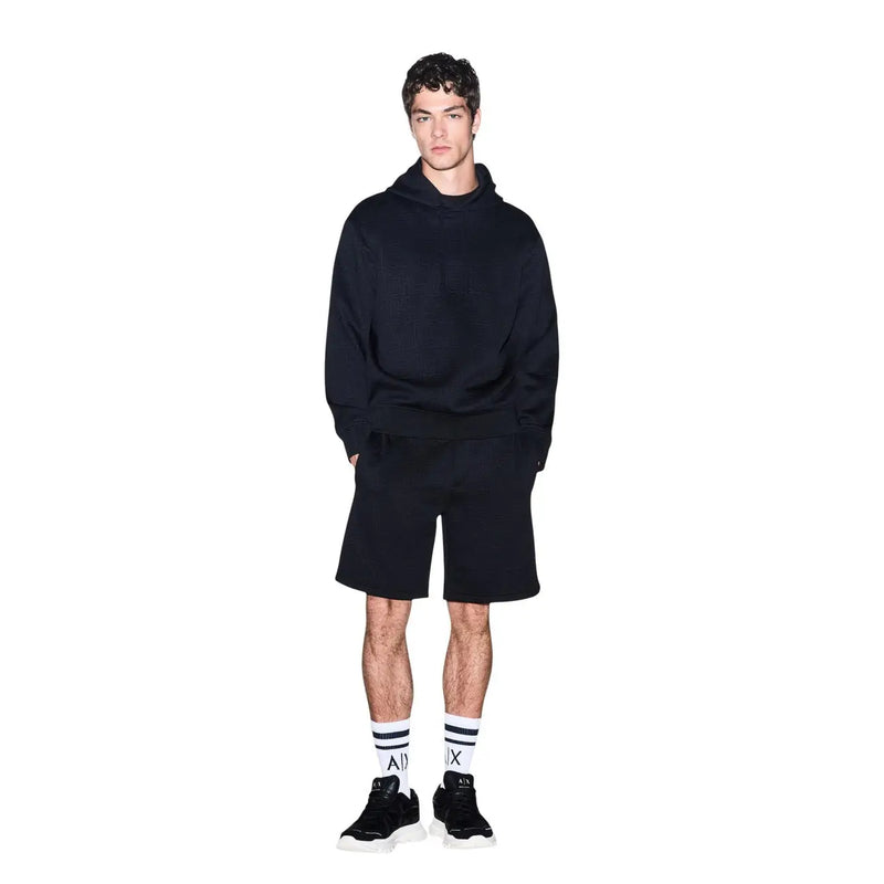 Armani Exchange Schwarzer Herren-Oversized-Hoodie mit lockerer Passform und dezentem Logo aus Polyester-Sweatshirtmaterial