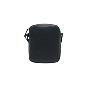 Armani Exchange men black textured leather crossbody bag with zipper closure and adjustable strap W16cm
