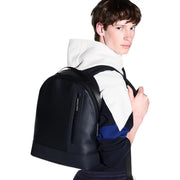 Armani Exchange men black polyester backpack with vertical zipper detail and brand logo on side W31 H40 L12.5