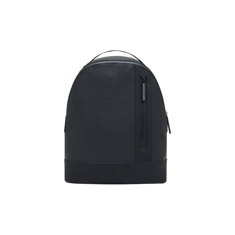 Armani Exchange men black polyester backpack with sleek minimalist design and vertical zipper detailing