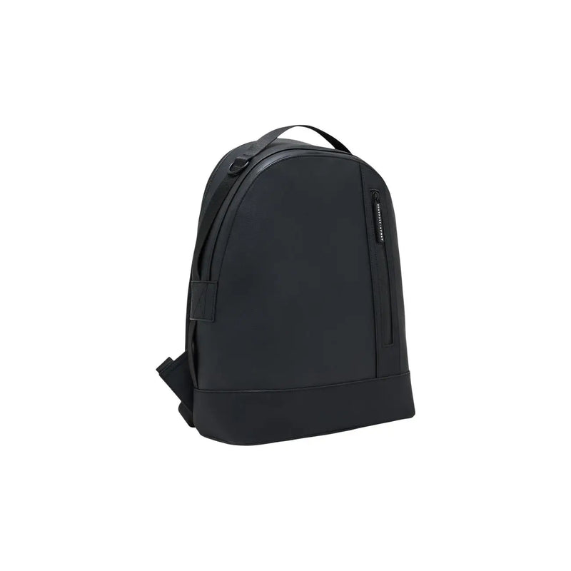Armani Exchange men black polyester backpack with minimalist design and subtle branding on side zipper pull