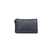 Black pebbled leather zippered pouch from Armani Exchange men polyester handbag 30x20x4 for daily use