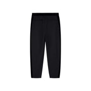 Armani Exchange men black polyester modal tapered trousers with sleek modern cut and subtle side stripes