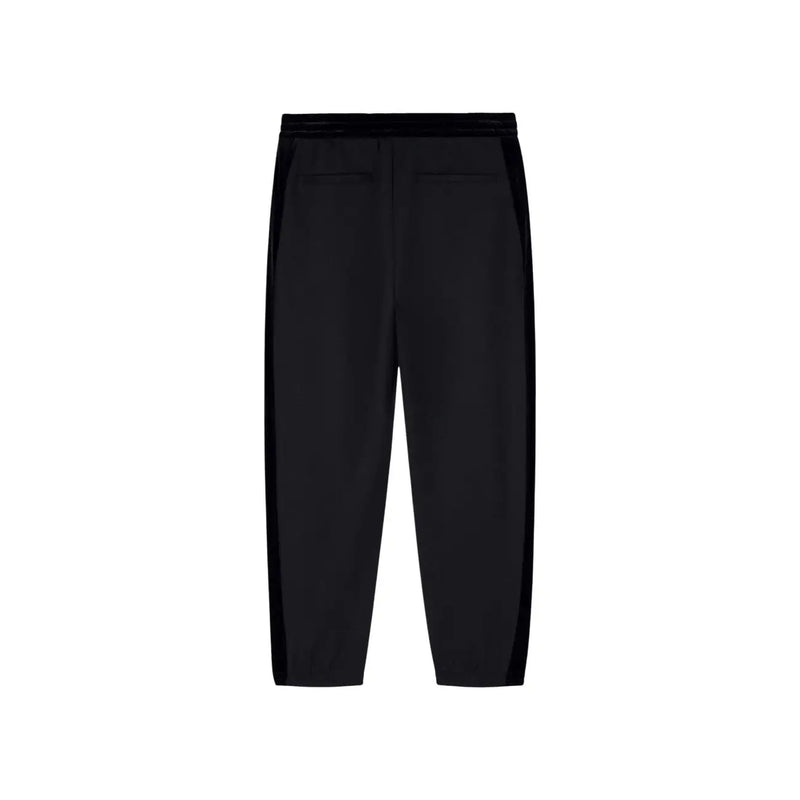 Armani Exchange men black polyester modal tapered trousers with sleek modern cut and subtle side stripes