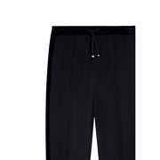 Armani Exchange men black polyester modal joggers with black velvet trim and subtle side stripes in a sleek design