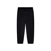 Armani Exchange men black polyester modal tapered joggers with velour waistband and side stripes