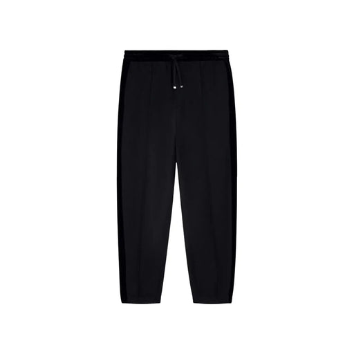 Armani Exchange Pantalon de jogging fuselé en polyester modal noir pour homme, avec ceinture en velours et bandes latérales.