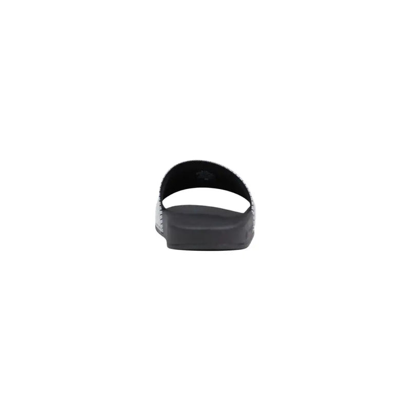 Armani Exchange men black slide sandal with textured pvc strap and rubber sole for casual wear
