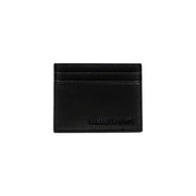Black leather card holder with multiple slots for the Armani Exchange Men Black Printed Polyester Wallet