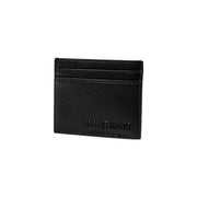 Black leather card holder with multiple slots from Armani Exchange Men Black Printed Polyester Wallet