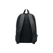 Armani Exchange men black rucksack back view with textured mesh back panel and padded shoulder straps