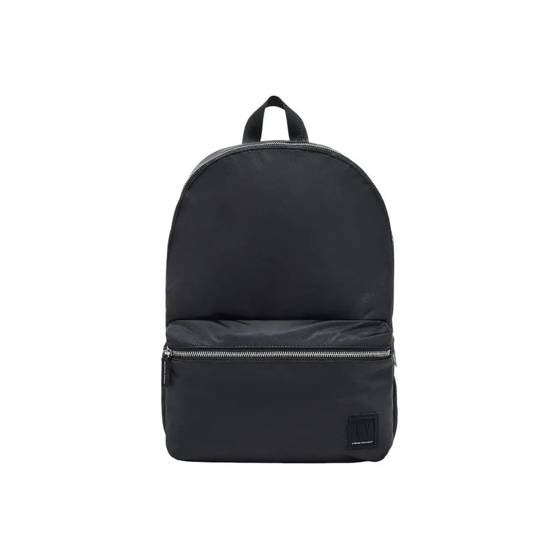 Armani Exchange men black nylon rucksack with front zippered pocket and subtle brand patch size 31x45x19 cm