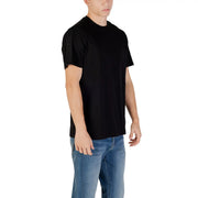 Armani Exchange men black short sleeve round neck cotton t shirt shown from the front side