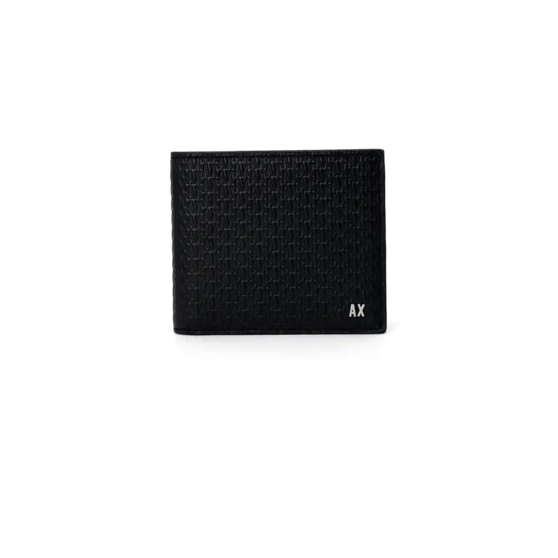 Black textured bi-fold wallet with inside pocket from Armani Exchange for men