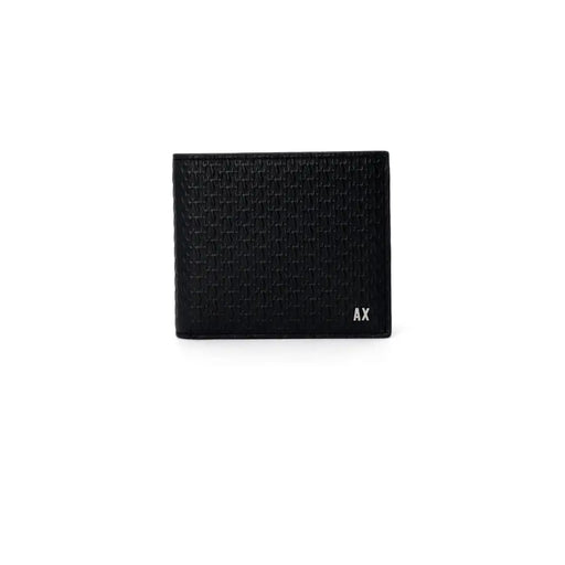Black textured bi-fold wallet with inside pocket from Armani Exchange for men