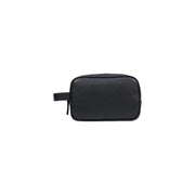 Armani Exchange men black textured leather toiletry bag with short handle and zipper closure 23x15x8 cm