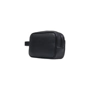 Armani Exchange men black textured leather toiletry bag with short handle and zipper closure 23x15x8 cm