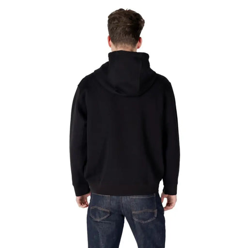 Armani Exchange Schwarzer Herren-Kapuzenpullover aus Baumwolle mit Reißverschluss, weichem, glattem Stoff und klassischem Design