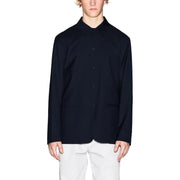 Armani Exchange men blazer black button-up shirt with stand collar and two front pockets