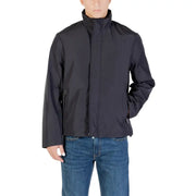 Armani Exchange men blazer in black nylon with a high collar and zippered pockets for stylish outerwear