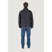 Armani Exchange men blazer in black waterproof fabric with high collar and subtle seam detailing