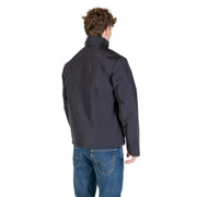Armani Exchange men blazer in black nylon with a high collar and subtle seam detailing