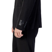Armani Exchange men blazer black tailored suit jacket with sleek structured design and subtle cuff branding