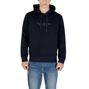 Armani exchange men black cotton hoodie with subtle white chest embroidery and hooded design for casual wear