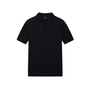 Arpani exchange men black cotton short sleeve polo shirt with subtle embroidered logo and branded collar tag