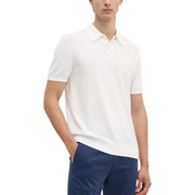 Polo blanc en coton à manches courtes avec col classique et patte de boutonnage de armani exchange collection bleue pour hommes