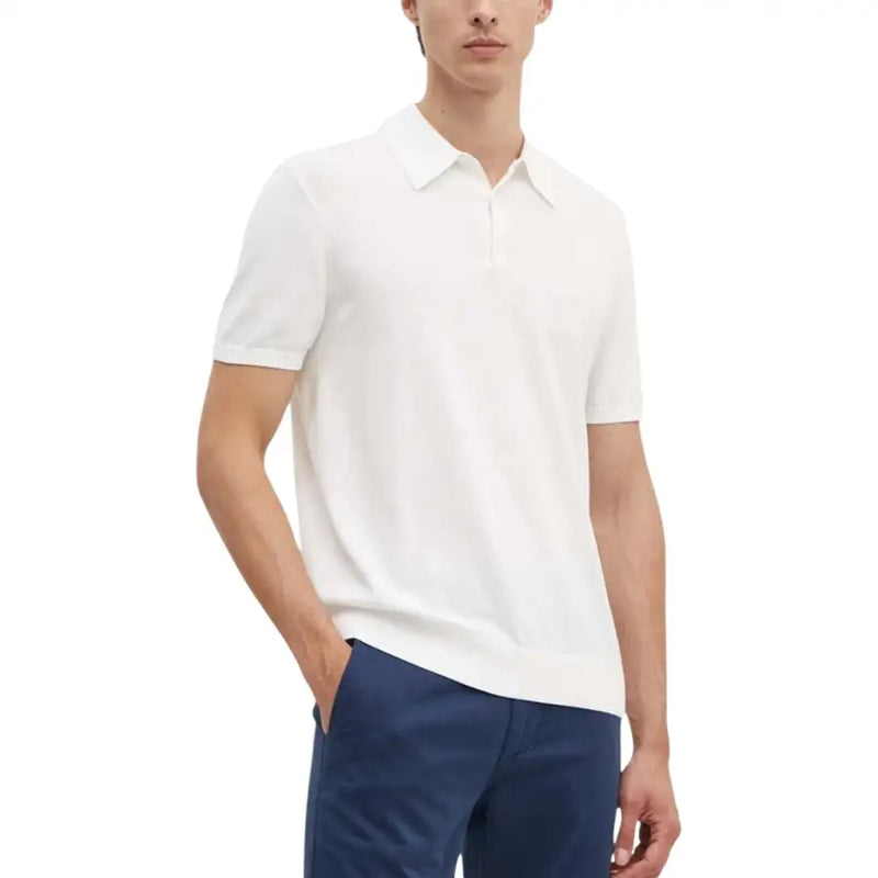 Polo blanc en coton à manches courtes avec col classique et patte de boutonnage de armani exchange collection bleue pour hommes