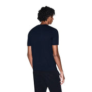 Armani Exchange men blue cotton t shirt in navy blue short sleeved crew neck style