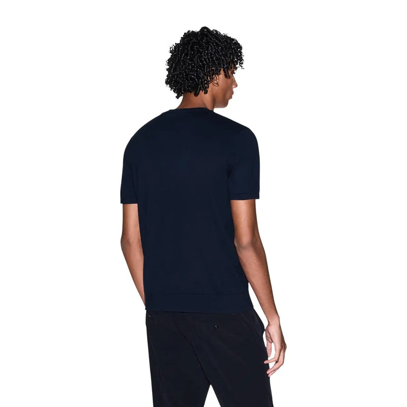Armani Exchange men blue cotton t shirt in navy blue short sleeved crew neck style