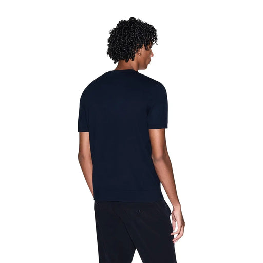 Armani Exchange Herren-T-Shirt aus blauer Baumwolle in Marineblau, kurzärmelig, Rundhalsausschnitt