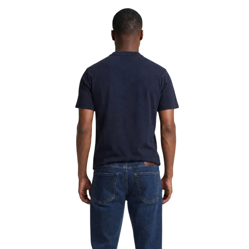 Armani Exchange men blue cotton t shirt with a classic crew neck and short sleeves in navy blue