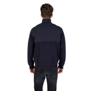 Men’s navy blue full-zip sweatshirt with darker navy shoulder panel from Armani Exchange
