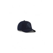 Armani Exchange men blue print polyester cap in dark navy with subtle tonal embroidered logo on front