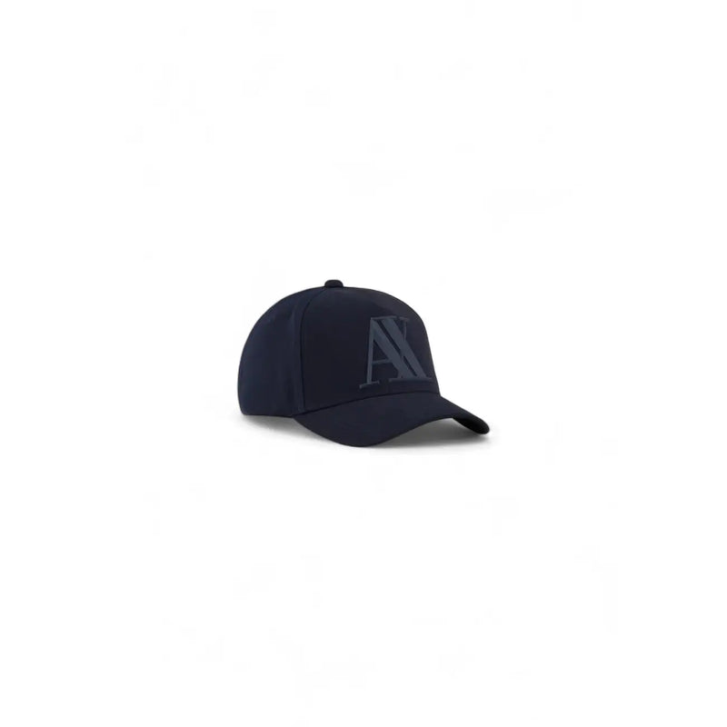 Armani Exchange men blue print polyester cap in dark navy with subtle tonal embroidered logo on front
