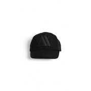 Black Armani Exchange men blue print polyester cap featuring a tonal embroidered ax logo on the front